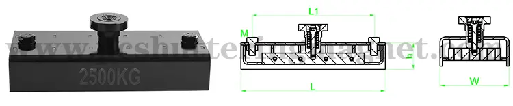2500 kg Shuttering Magnet Dimensional Tegningppv